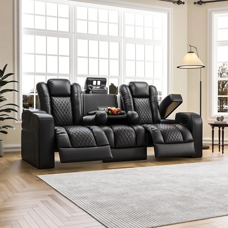 Home Cinema Usa - Luxury Theater Furniture Black Color 3seater