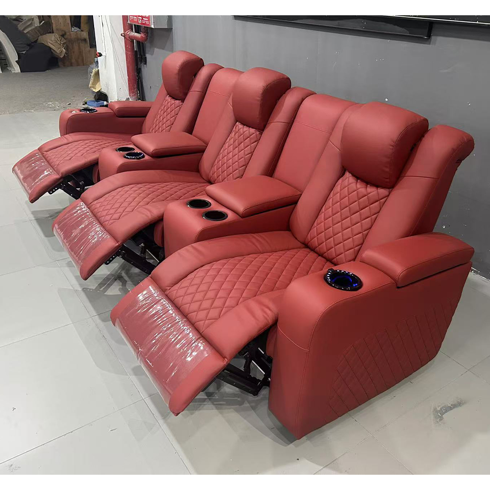 Home Cinema Couch - Linlamlim Luxury 3-Seat Recliner Sofa with