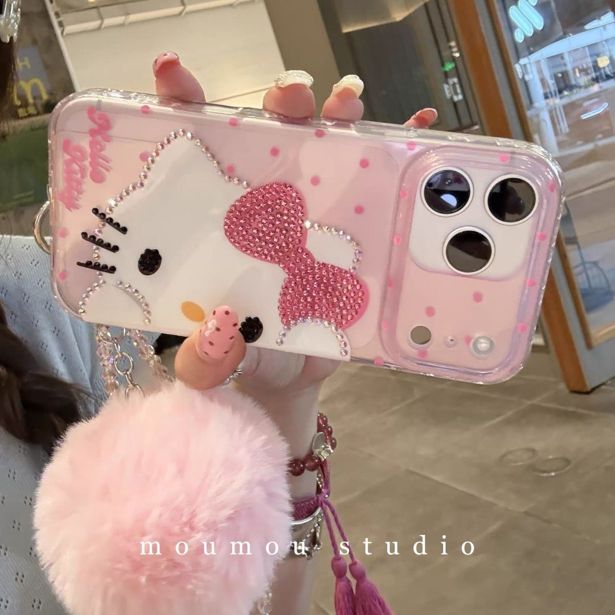 Home Cinema Apple - Cartoon Diamond Hello Kitty Phone Case