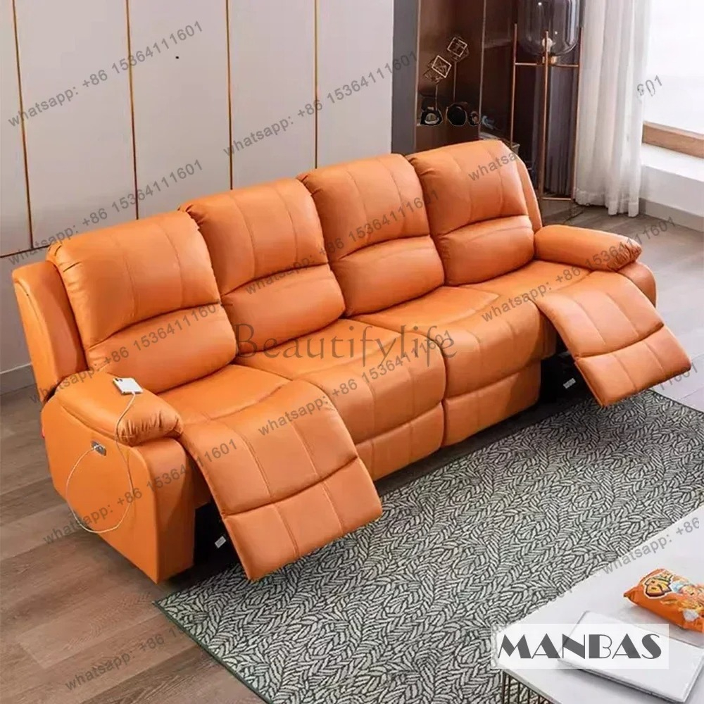 Home Cinema Couch - Genuine Leather Manual Electric Recliner Sofa