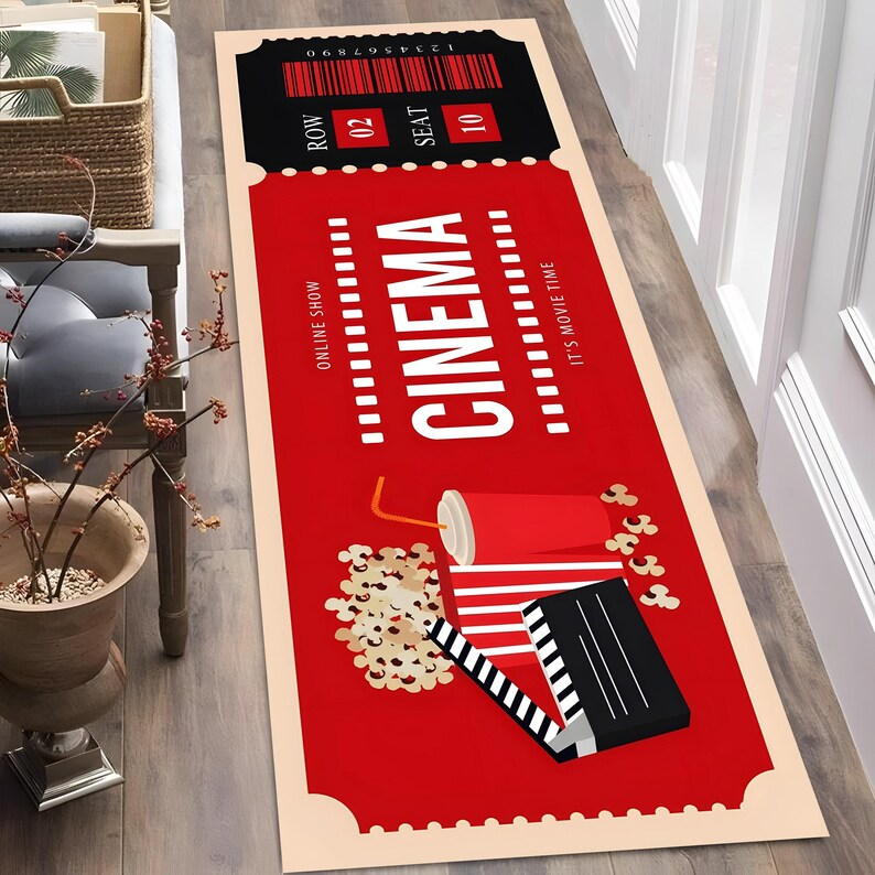 Home Cinema Tickets - Vintage Cinema Ticket Film Theme Carpet
