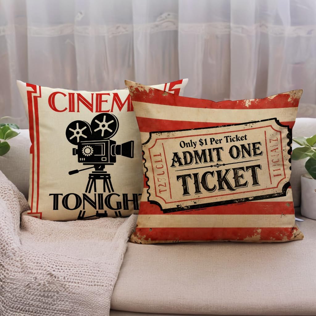 4Pcs Vintage Cinema Throw Pill - Home Cinema Tickets บทวิจารณ์และราคา