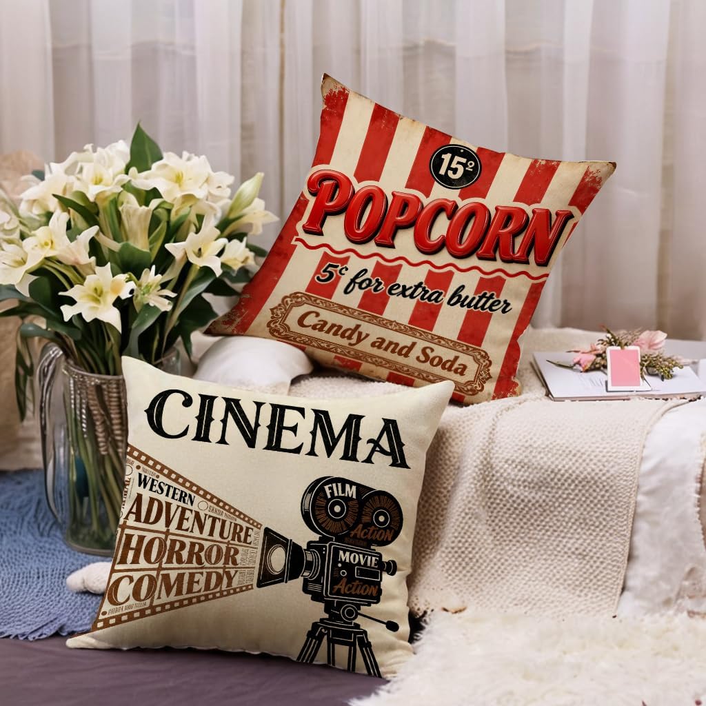4Pcs Vintage Cinema Throw Pill - Home Cinema Tickets บทวิจารณ์และราคา