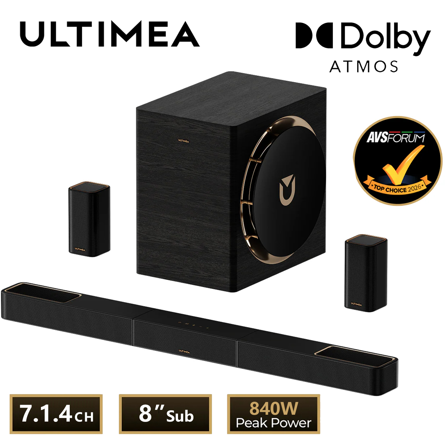 ULTIMEA 840W 7.1.4ch Soundbar  - Home Cinema Atmos บทวิจารณ์และราคา