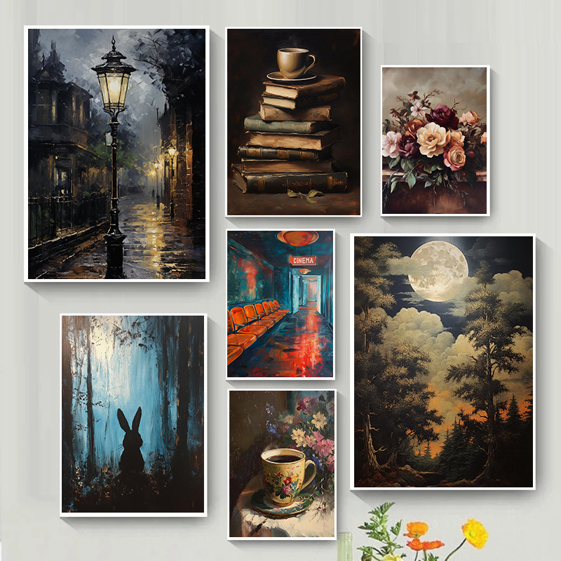 Moody Vintage Night Time Poste - Home Cinema Usa บทวิจารณ์และราคา