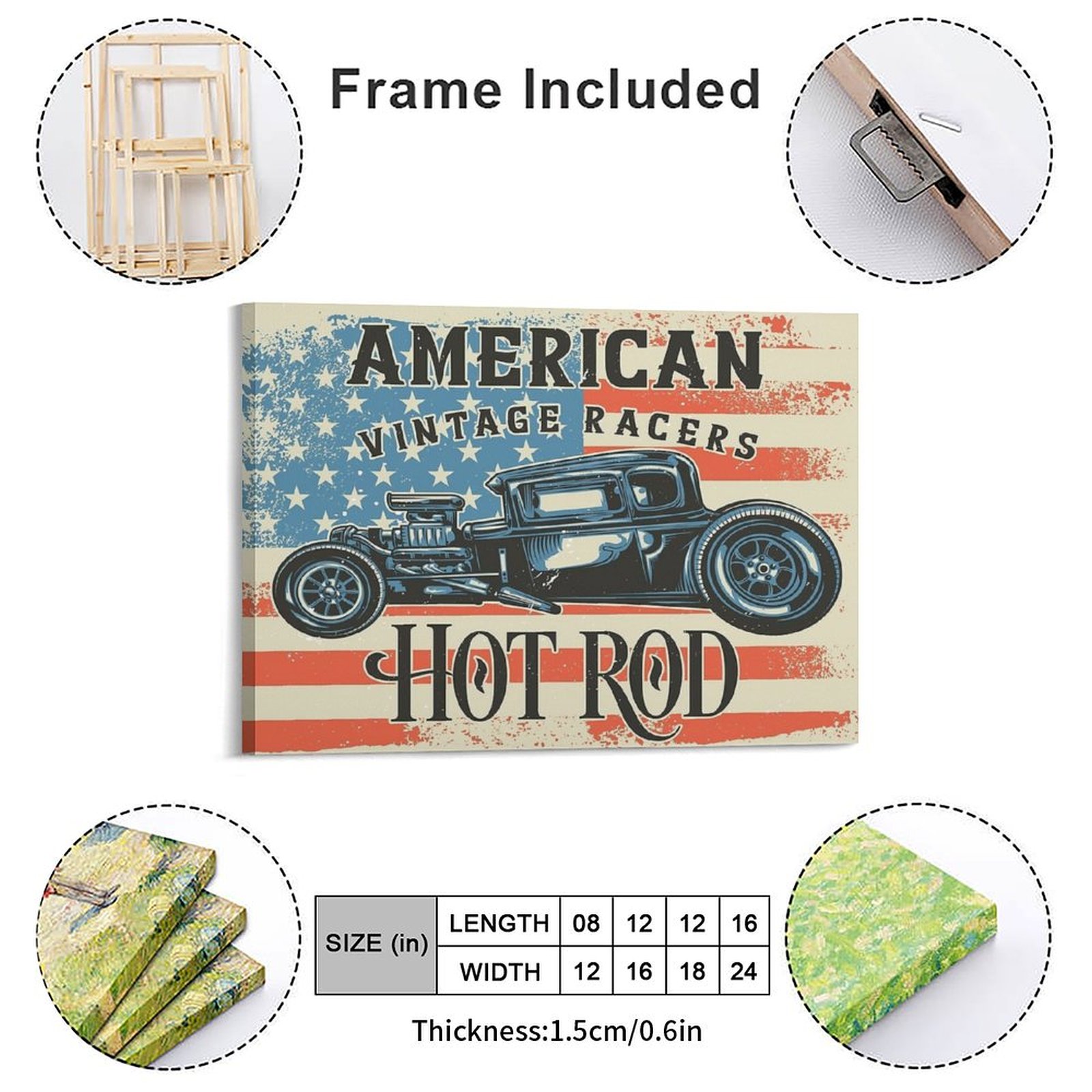 American Hot Rod Canvas Painti - Home Cinema Usa บทวิจารณ์และราคา