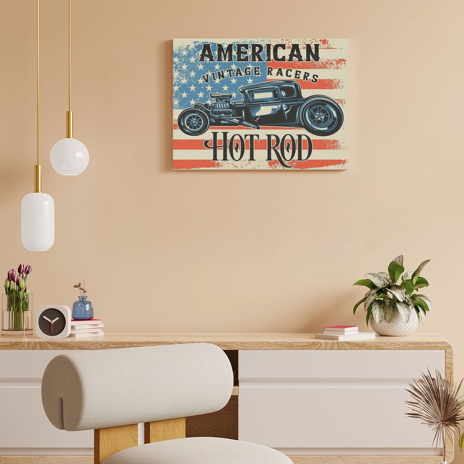 American Hot Rod Canvas Painti - Home Cinema Usa บทวิจารณ์และราคา