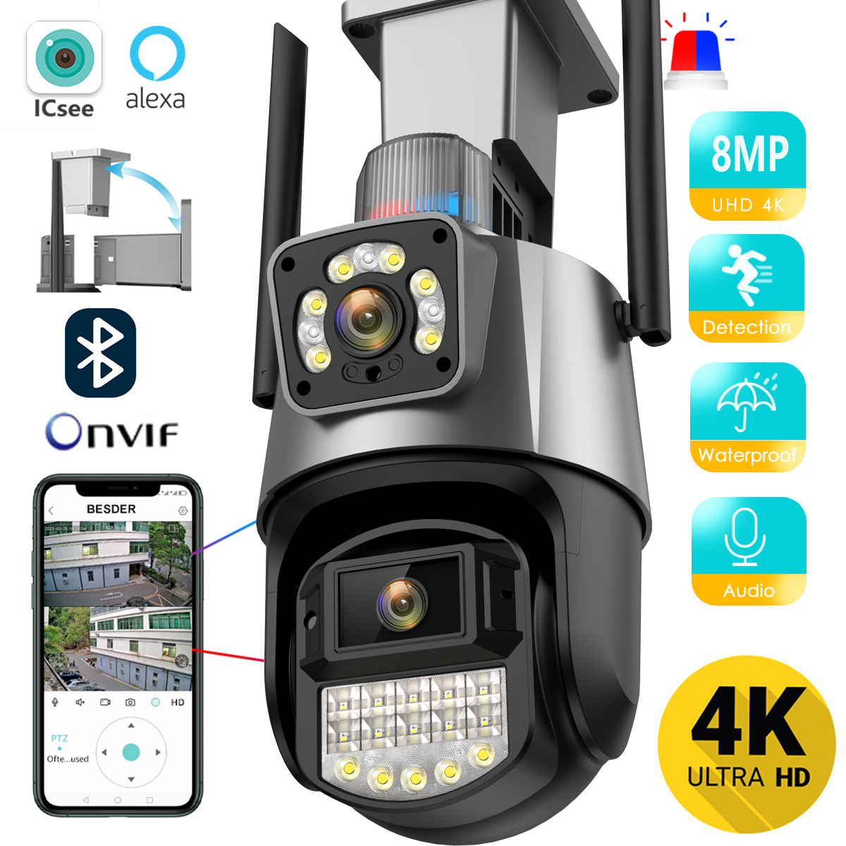 BESDER Wifi PTZ Camera 8MP Dua - Home Cinema Sony บทวิจารณ์และราคา