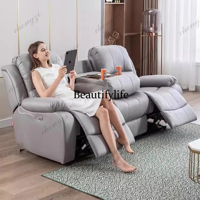 Genuine Leather Manual Electri - Home Cinema Couch บทวิจารณ์และราคา