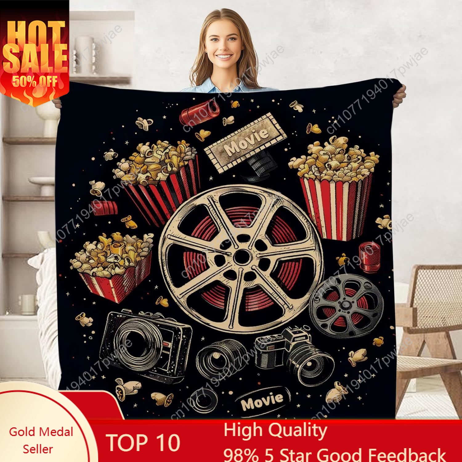 Movie Ticket Popcorn Throw Bla - Home Cinema Tickets บทวิจารณ์และราคา