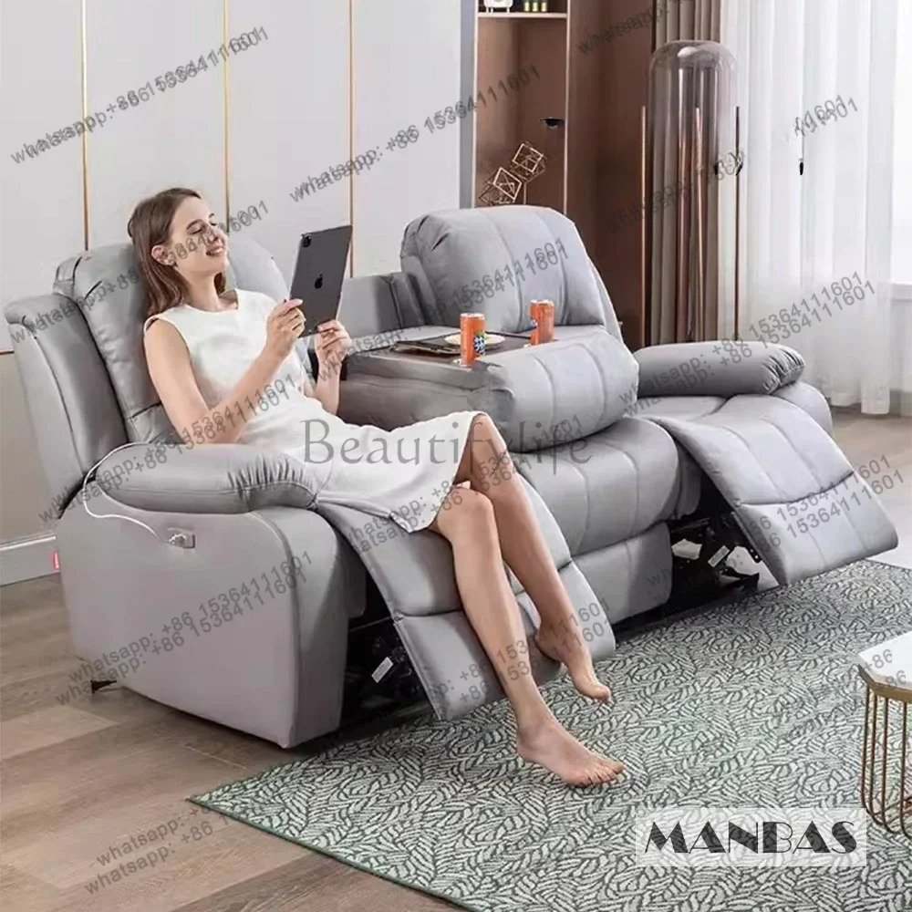 Genuine Leather Manual Electri - Home Cinema Couch บทวิจารณ์และราคา