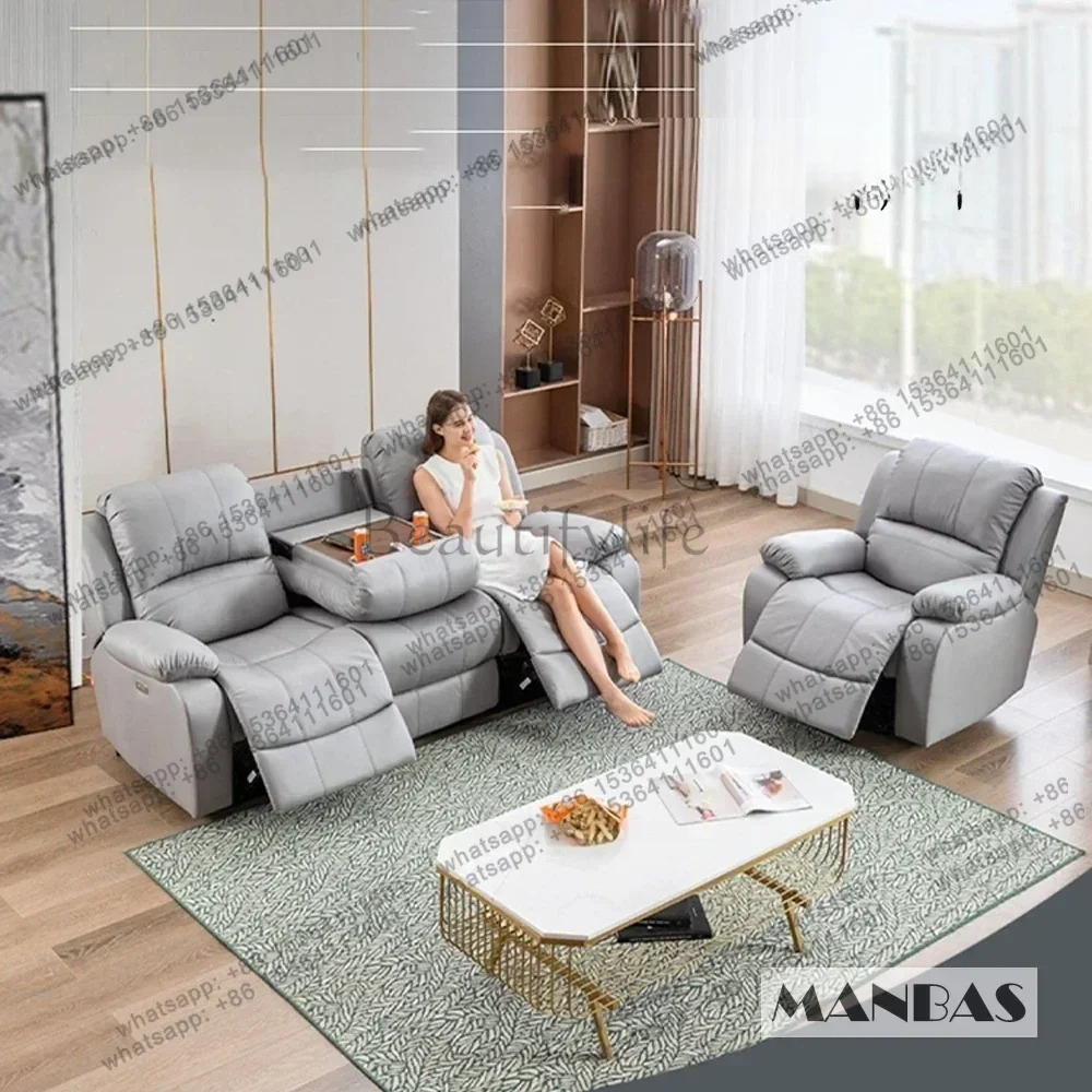 Genuine Leather Manual Electri - Home Cinema Couch บทวิจารณ์และราคา