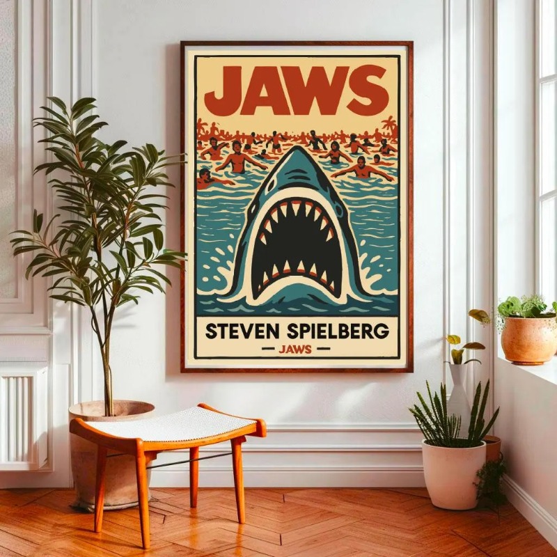 Jaws Movie Poster Vintage Colo - Home Cinema Ultimea บทวิจารณ์และราคา