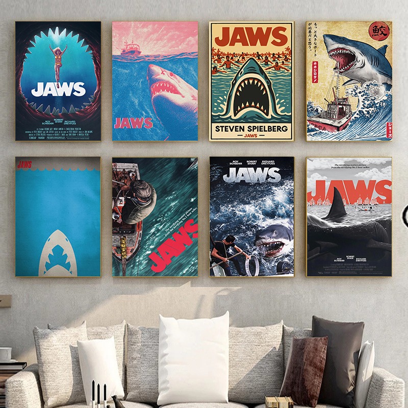 Jaws Movie Poster Vintage Colo - Home Cinema Ultimea บทวิจารณ์และราคา