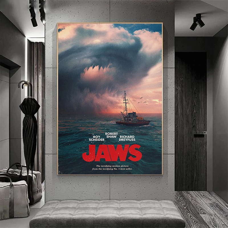 Jaws Movie Poster Vintage Colo - Home Cinema Ultimea บทวิจารณ์และราคา