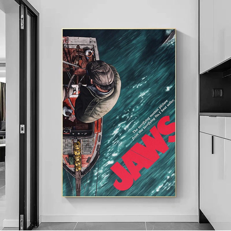 Jaws Movie Poster Vintage Colo - Home Cinema Ultimea บทวิจารณ์และราคา
